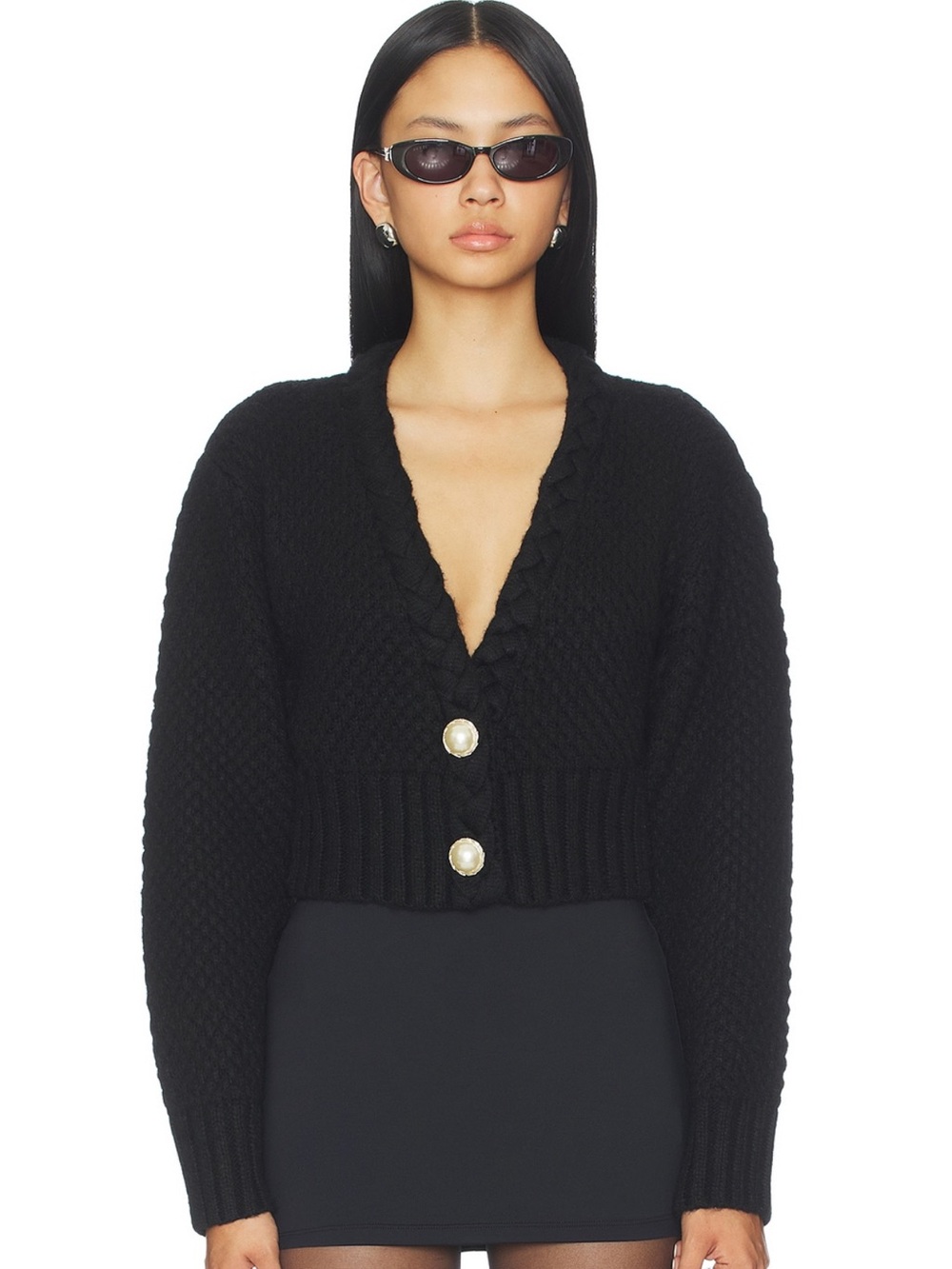 Phiala Majorelle Cropped Knit Sweater with Pearl Buttons size Small